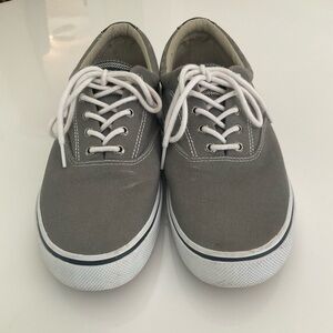 Men’s 11.5W Sperry Gray Salt-washed Canvas  Halyard Sneakers